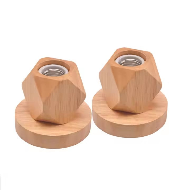 Wooden Slot Socket Screw Bulb Solid Wood Lamp Base Beech Light Base W/ Plug E27 Customized Night Light Holder for LED Light