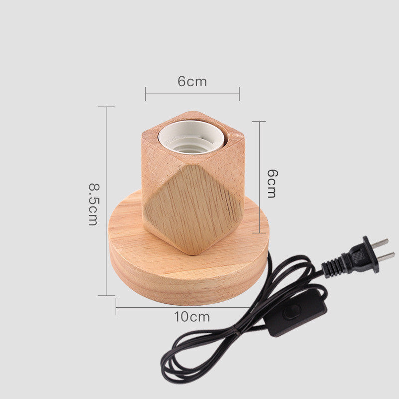 Wooden Slot Socket Screw Bulb Solid Wood Lamp Base Beech Light Base W/ Plug E27 Customized Night Light Holder for LED Light